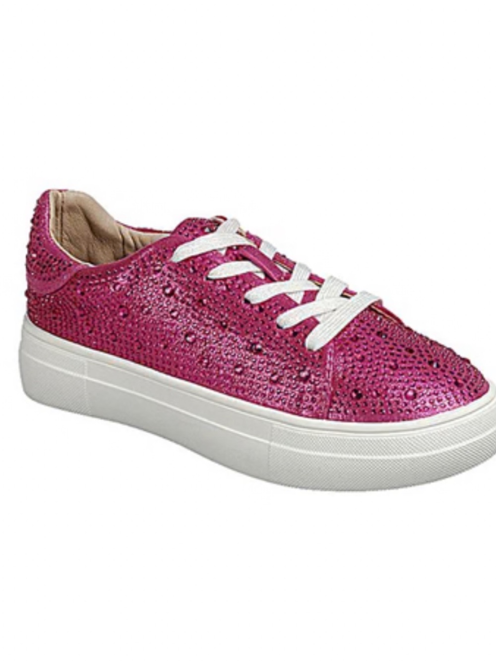 Betsey Johnson Sidny Fuchsia Rhinestone Sneakers 8.5 Blokette